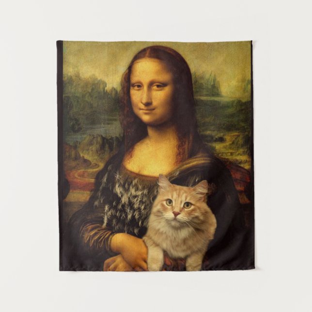Tapete De Parede Mona Lisa com um gato (pelo de gato) Amantes de ga (Frente)