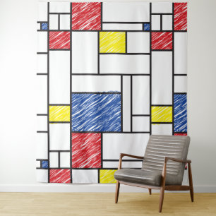 Tapete De Parede Mondrian Rabiscos Minimalista Arte Moderna De Stij