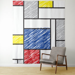 Tapete De Parede Mondrian Scribbles Minimalist De Stijl Modern Art