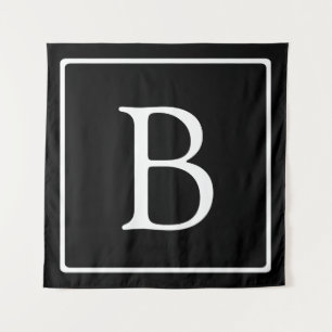 Tapete De Parede Monograma Clássico Simples   Preto c/ Texto Branco