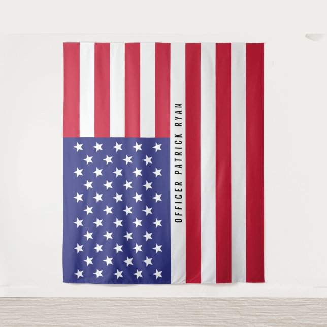 Tapete De Parede Monograma Patriótico Vermelho Branco e Azul da Ban (Frente)
