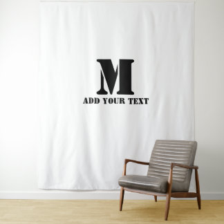 Tapete De Parede Monograma Personalizado Preto Moderno Texto Person