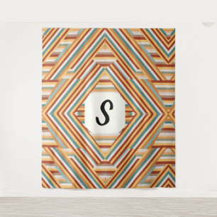 Tapete De Parede Monograma Personalizado Retro Moderno 70s Geométri