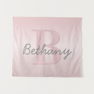 Tapete De Parede Monograma Rosa Personalizável e Script de Nome