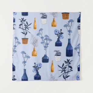 Tapete De Parede Monotone das flores modernas e vaso, pote com bot