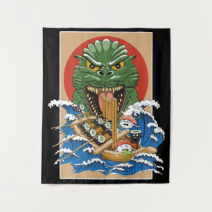 Tapete De Parede Monstro Japonês Sushi Lover