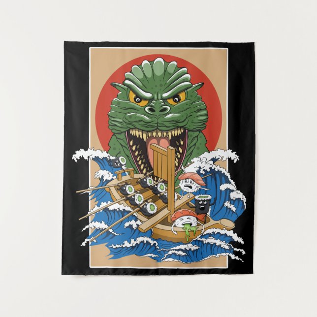 Tapete De Parede Monstro Japonês Sushi Lover (Frente)