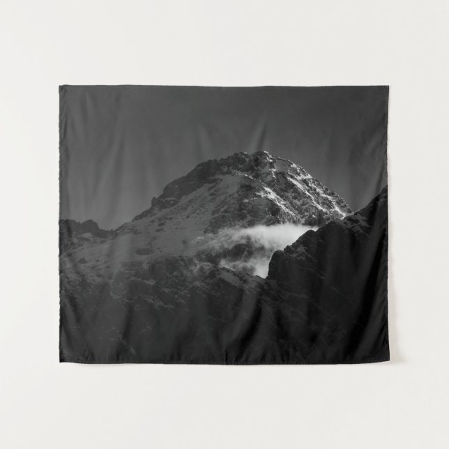 Tapete De Parede Montanha de neve branca e preta (Frente (Horizontal))