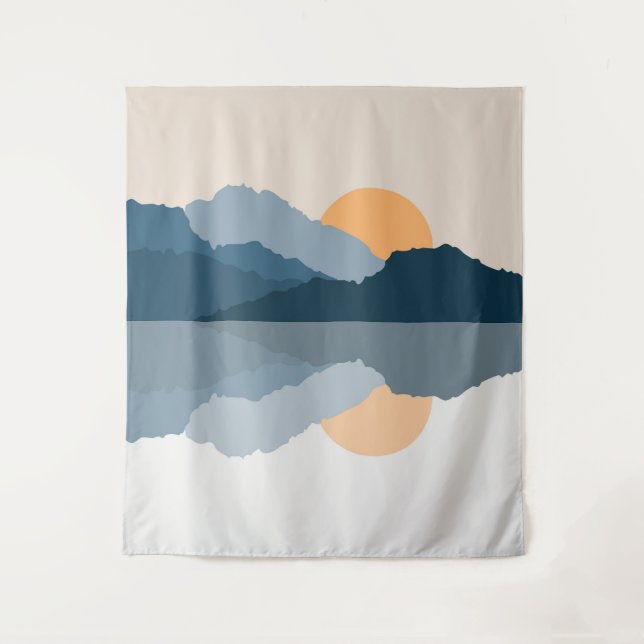 Tapete De Parede Montanhas azuis no lago (Frente)