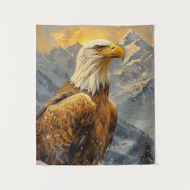 Tapete De Parede Montanhas de Aquarelas da Águia Balda (Frente)