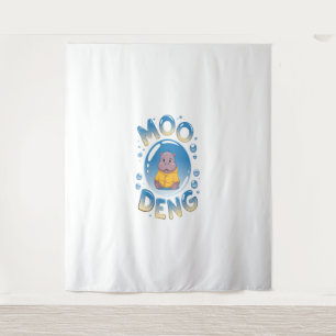 Tapete De Parede Moo Deng Baby Hippo em Raincoat Cute Animal Caro