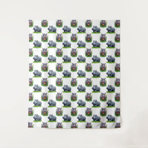 Tapete De Parede Moo Deng Hippopotamus Animal Pattern Design