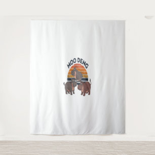 Tapete De Parede Moo Deng vintage retro sunset hippos T-Shirt
