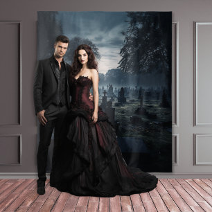 Tapete De Parede Moody Gothic Misty Moonlit Graveyard XLarge