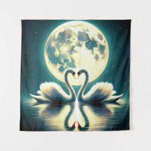 Tapete De Parede Moonlit Swan Serenade
