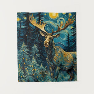 Tapete De Parede Moose na Floresta dos Pinheiros Van Gogh
