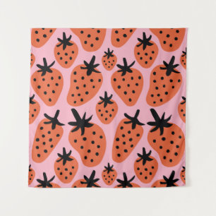 Tapete De Parede Morango divertido, design sem costura desenhada à