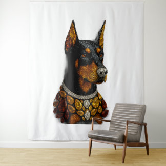 Tapete De Parede Mosaico de Pedras Preciosas de Doberman Arte de Lu