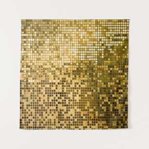 Tapete De Parede Mosaico Dourado: Textura de Azulejos quadrados.