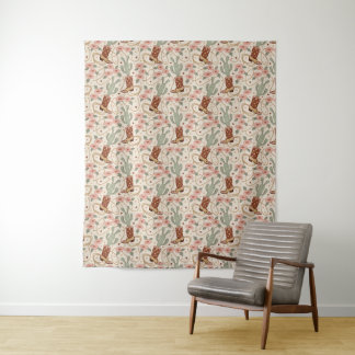Tapete De Parede Motivo Floral Cacto Deserto Ocidental Boho Retro