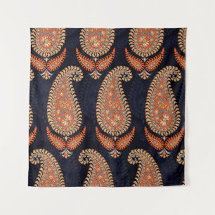 Tapete De Parede motivo floral Mogol em azul-marinho