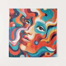 Mulher Colorida Vibrante Grelha de Emoções