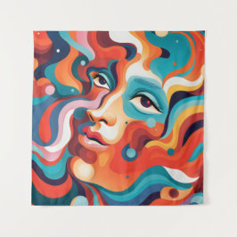 Tapete De Parede Mulher Colorida Vibrante Grelha de Emoções