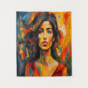 Tapete De Parede Mulher Expressionista Ousada Arte de Retrato Abstr