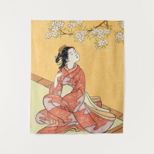 Tapete De Parede Mulher & flores de cerejeira #2