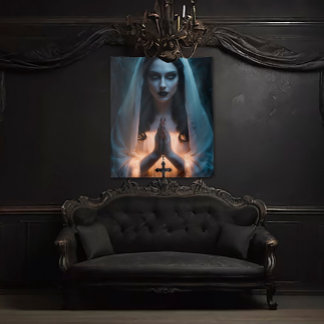 Tapete De Parede Mulher Gótica com Crucifix