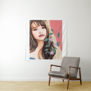 Tapete De Parede Mulher menina fêmea senhora rosto bonito, retrato