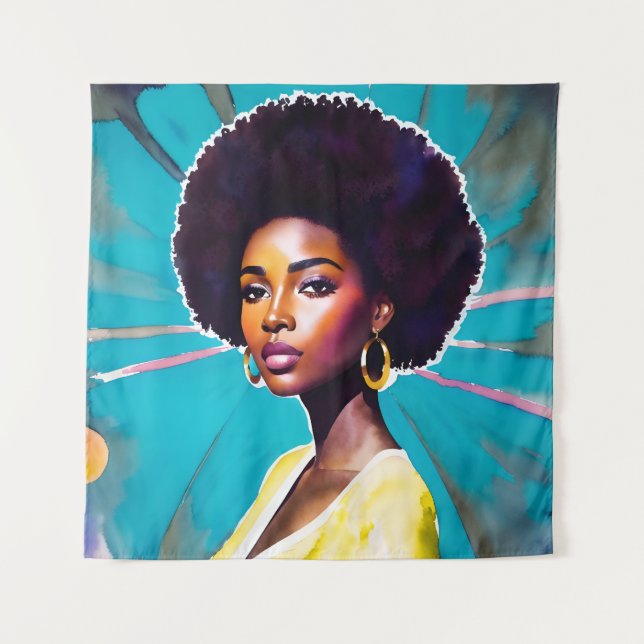 Tapete De Parede Mulher Negra Com Cabelo Afro Melanin Queen Art (Frente)