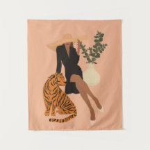 Mulher negra com tigre