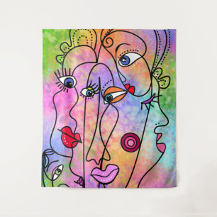 Tapete De Parede Mulheres abstrato enfrentam humor - Estilo Cubismo