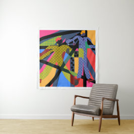 TAPETE DE PAREDE MULHERES ELEGANTES DE AMARELO E AZUL