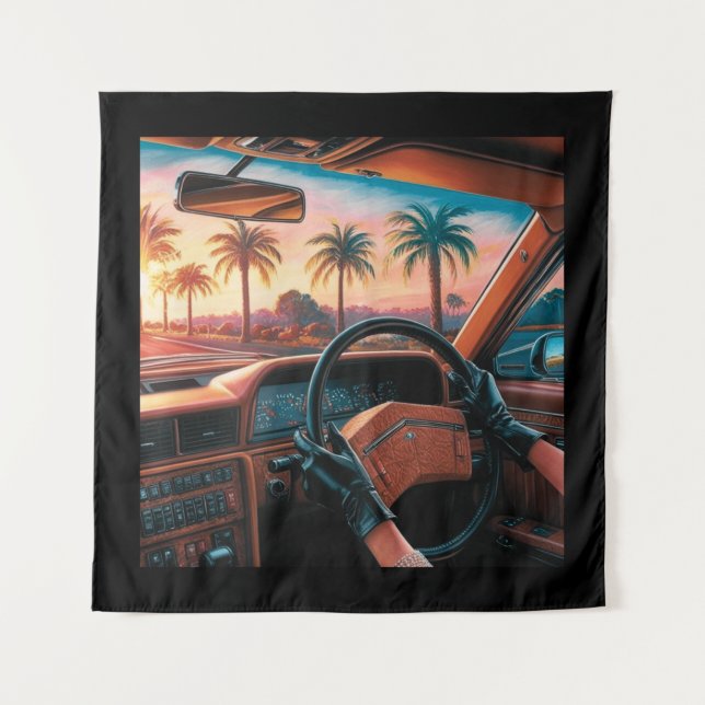 Tapete De Parede Mulheres elegantes em carros clássicos (Frente)