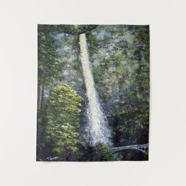 Tapete De Parede Multnomah Falls -1 (Pintura Original a Óleo) (Frente)