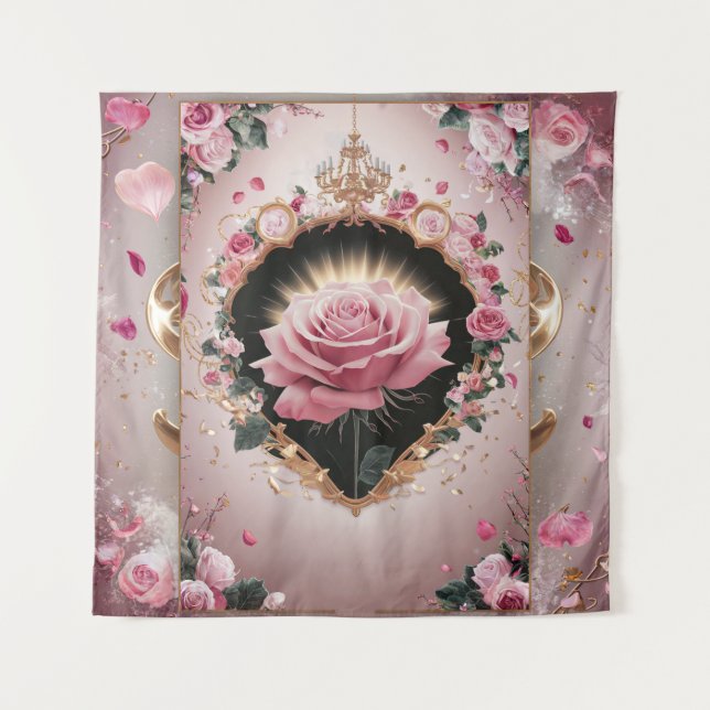 Tapete De Parede Mural da Rosa Rosa Elegante Casamento #2 (Frente)