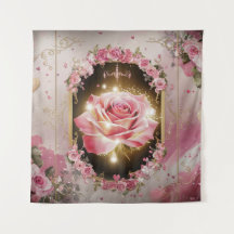 Mural de Rosa Rosa de Casamento Elegante #3