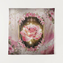 Tapete De Parede Mural de Rosa Rosa de Casamento Elegante #3