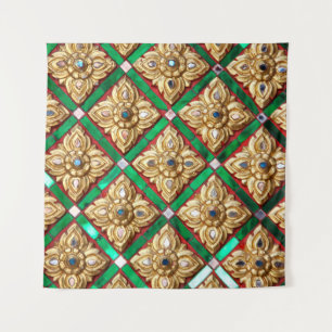 Tapete De Parede Muro de dentro de padrão tailandês da templethaili