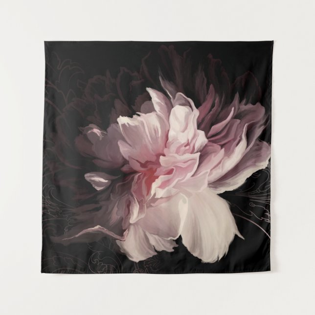 Tapete De Parede Muro Escuro de Peony: Design de Flor Pintado (Frente)