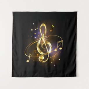 Tapete De Parede Música em clave de sol dourada