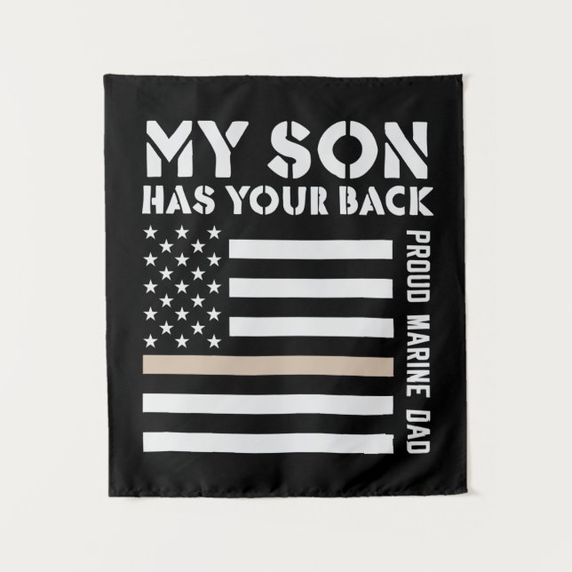 Tapete De Parede My Son Has Your Back Proud Marine Dad Usa Flag (Frente)