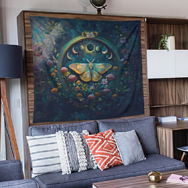 Tapete De Parede Mystical Moth and Moon Phases Portal Art LARGE (Criador carregado)