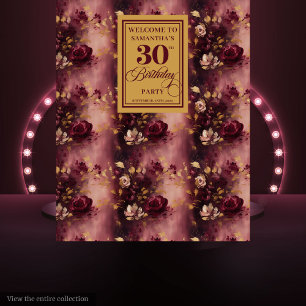Tapete De Parede Na moda Blush Burgundy - Partido aniversário de 30