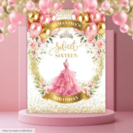 Tapete De Parede Na moda Doce 16 Rosas de Blush de Fundo Dourados