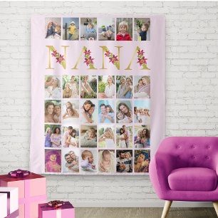 Tapete De Parede Nana Letras Florais 30 Colagem de Fotos Verticais 
