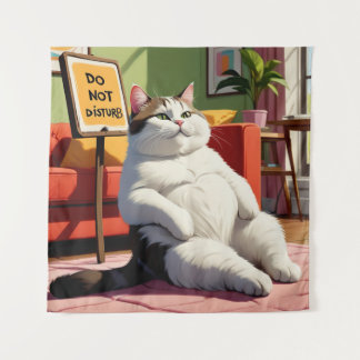 Tapete De Parede Não Perturbe Gato Gordo Engraçado