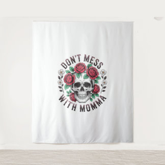 Tapete De Parede Não se meta com o crânio floral da mamãe